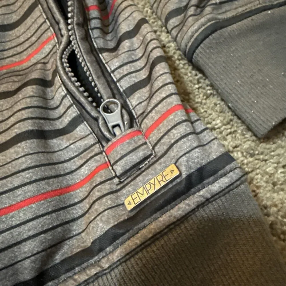 Empyre Jacket Mens Large Stripe Grey Snowboarding Technical Bonded Fleece Ski - Picture 6 of 11